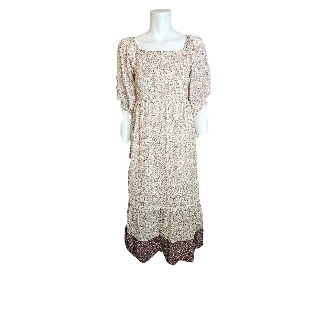POL Open Back FarmGirl Milkmaid Cottagecore Floral Ditsy Maxi Dress Women S